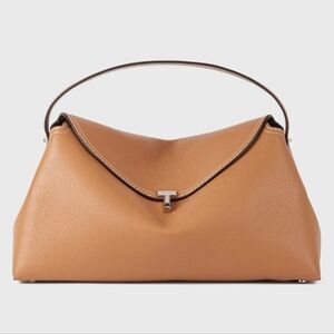Toteme T Lock Tan Grained Leather Satchel with Top Handle